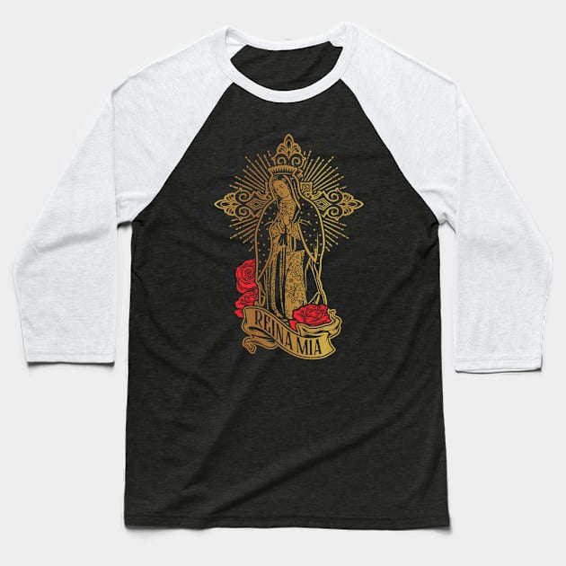 VIRGEN DE GUADALUPE REINA MÍA Baseball T-Shirt by Velvet Love Design 